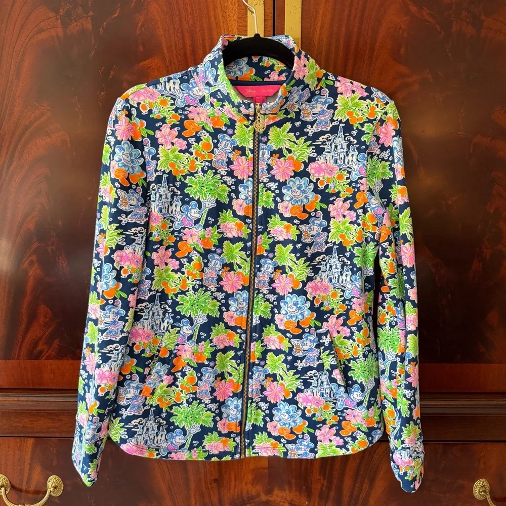 NEW Lilly Pulitzer x Disney Leona Zip Up Jacket Aegean Navy S